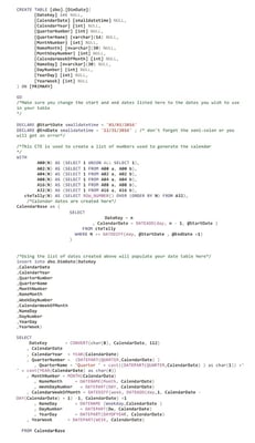 Patterns and Practices: Creating a Date Table