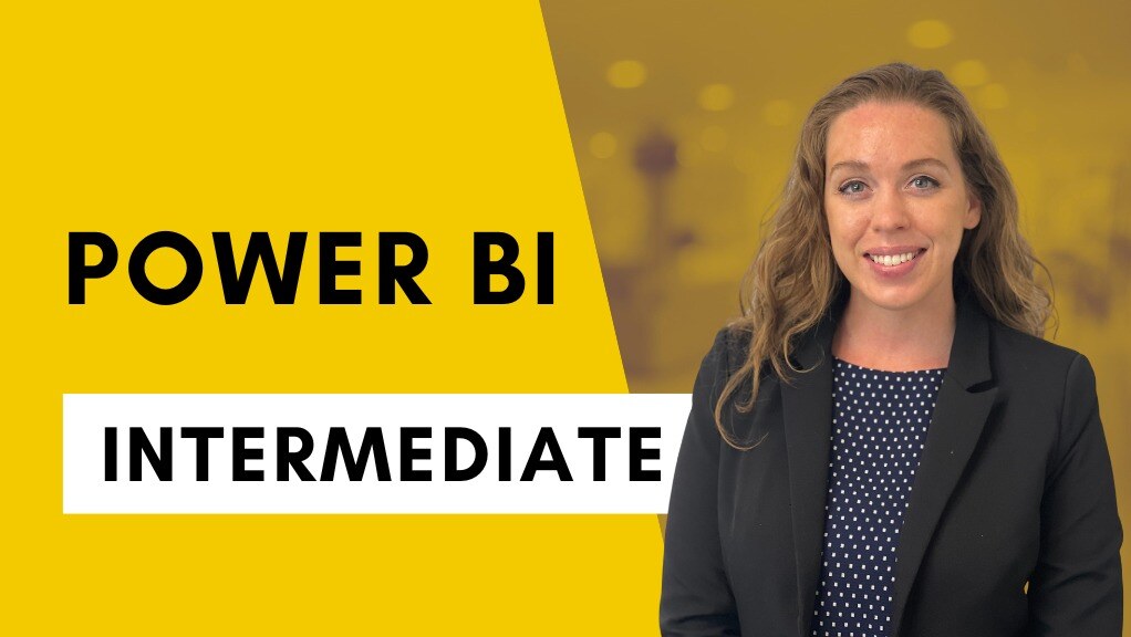 Power BI Intermediate Course with photo of Pragmatic Works Power BI instructor Allison Gonzalez