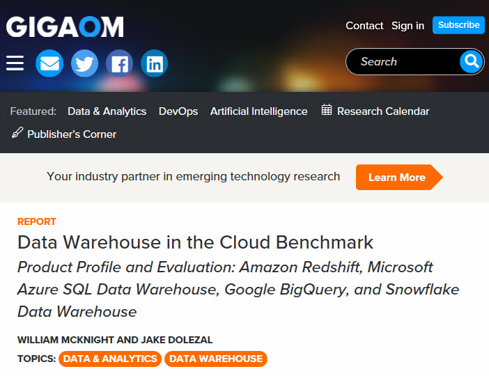 Comparing Azure SQL Data Warehouse to the Competition