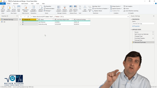 Best Practice To Trim Before Removing Duplicates or Merging In Power Query Editor
